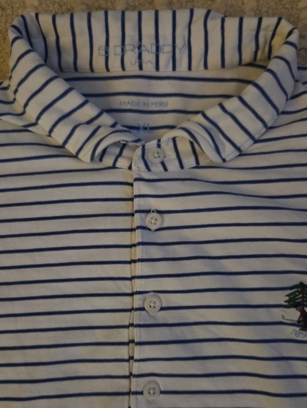 B. Draddy Pinehurst 1895 Putter Boy Striped Performance Golf Polo XL
